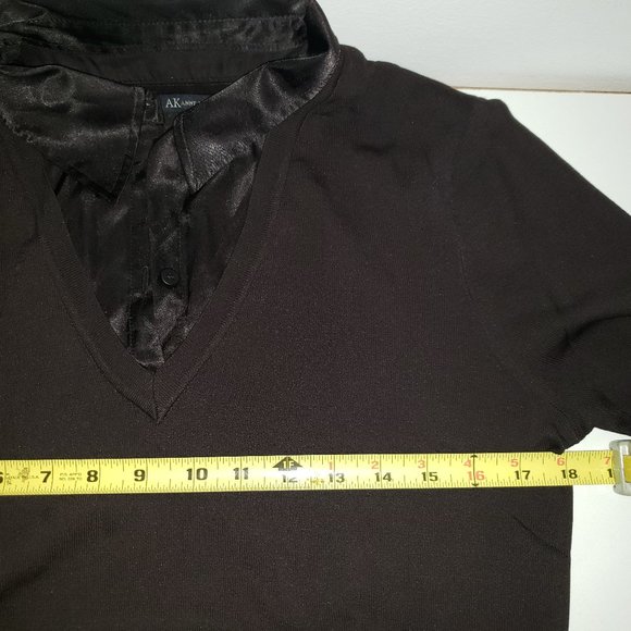 Brown Anne Klein Sweater with silky collar and cuffs - Picture 6 of 6